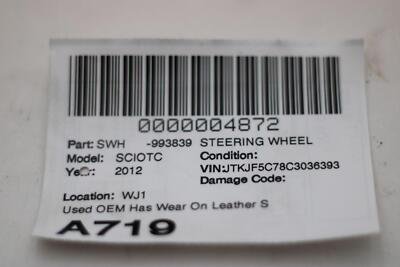 2011-2016 SCION TC Steering Wheel OEM Black Leather - Image 10