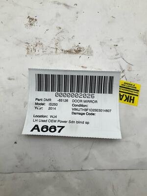 2014-2015 LEXUS IS250 Door Mirror Left Driver Side Power Blind Spot Alert OEM - Image 5