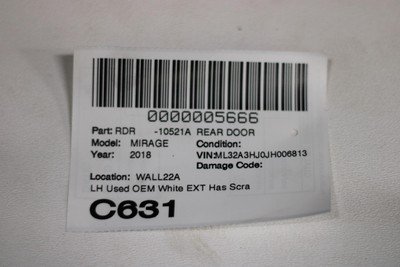 2014-2020 MITSUBISHI MIRAGE Rear Door Left Driver Side OEM White Ext - Image 13