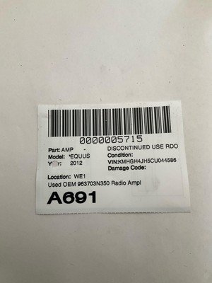 2011-2012 HYUNDAI EQUUS Amplifier SIG Audio Stereo Sound OEM 963703N350 - Image 7