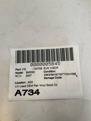 2004-2007 BMW 530i Sun Visor Sold as Pair Beige Vinyl OEM 51167122869 - Image 8