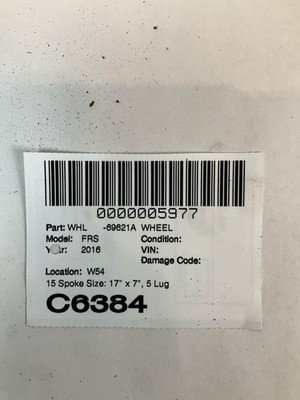 2013-2016 SCION FRS Wheel Rim 15 Spoke Size: 17" X 7" 5 Lug 100mm Bolt Pattern - Image 4