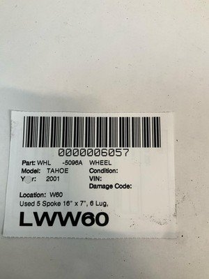 2000-2003 CHEVY TAHOE Wheel Rim 5 Spoke 16" X 7" 6 Lug 5.5" Bolt Pattern OEM - Image 5