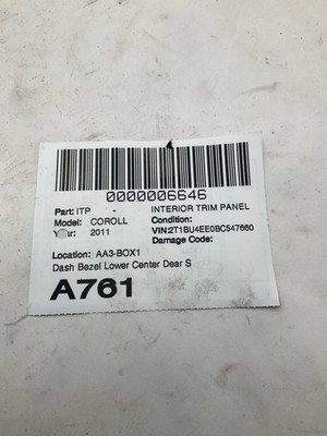 2009-2013 TOYOTA COROLLA Dash Bezel Lower Center Gear Shifter Side Trim OEM - Image 6