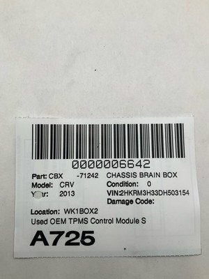 2012-2013 Honda CRV TPMS Control Module OEM 39980T0GA0 - Image 5