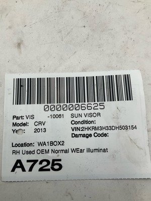 2012-2014 Honda CRV Sun Visor Passenger Side OEM 83230TAA812A - Image 7