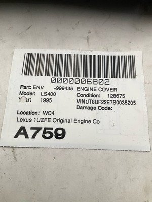 1995-1997 LEXUS LS400 SC400 Engine Cover Top Appearance OEM 1125950010 - Image 6