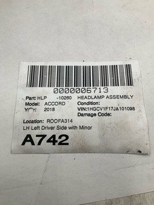 2018-2020 HONDA ACCORD Headlamp Assembly Left Driver Side OEM 33150TVAA12 - Image 11
