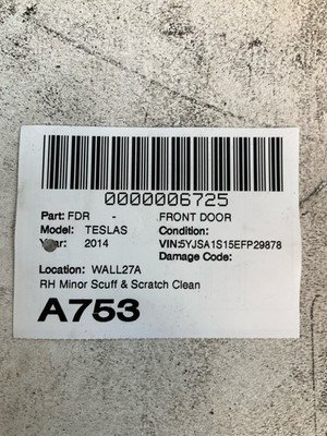 2014-2018 TESLA S Front Door Right Passenger Side OEM Color Code PPSW - Image 13