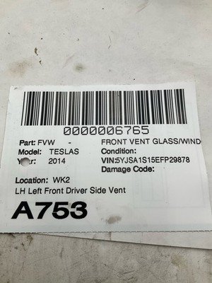 2014-2018 TESLA S Front Vent Glass Window Left Front Driver Side Vent Glass OEM - Image 6