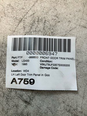 1995-1997 LEXUS LS400 Front Door Trim Panel Left Driver Side 128k Miles Beige - Image 10