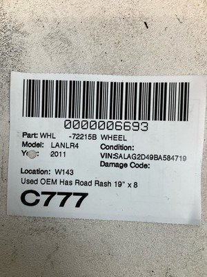 2010-2016 LAND ROVER LR4 Wheel Rim 19" X 8" 5 Lug 120mm Bolt Pattern OEM - Image 10