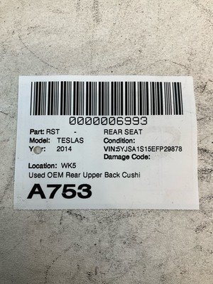 2012-2016 TESLA S Rear Seat Double Upper Back Rest Cushion Black Leather OEM - Image 13