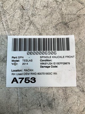 2012-2016 TESLA S Spindle Knuckle w/ Hub Front Right Passenger RWD OEM600701800C - Image 8