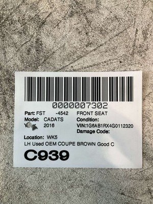 2016 CADILLAC ATS Front Seat Left Driver Side Coupe Brown Leather OEM - Image 14