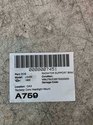 1995-1997 LEXUS LS400 Radiator Core Headlight Mount Support Bracket Bar OEM 128k - Image 8