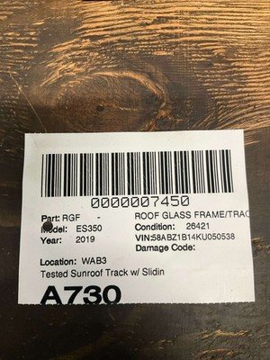 2019-2024 LEXUS ES350 Sunroof Track with Sliding Cover TESTED Grade A OEM - Image 13