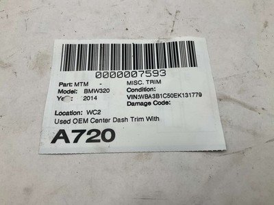 2014-2016 BMW 320 SERIES Center Dash Trim With Vents OEM 514592312069 - Image 10