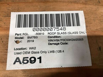 2016-2019 BMW 750i G12 Roof Glass Front LWB 126.4" No Illumination OEM - Image 8