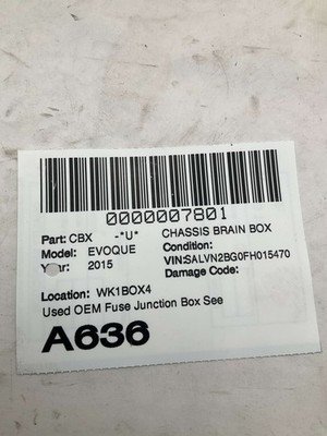 2015-2016 RANGE ROVER EVOQUE Fuse Junction Box 3.6L OEM CPA14Q073AA - Image 7