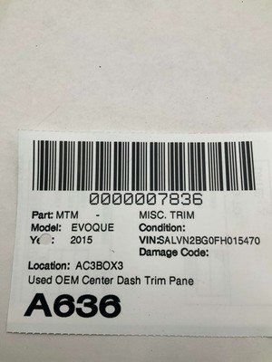 2015 RANGE ROVER EVOQUE Center Dash Trim Panel with Radio Controls Tan Interior - Image 10