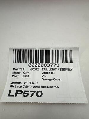 2007-2011 HONDA CRV Tail Light Assembly Right Passenger Side OEM 33501SWAA02 - Image 9