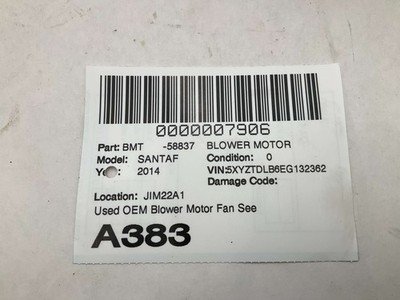 2013-2014 HYUNDAI SANTA FE 2.4L Blower Motor Fan Original Hyundai Part OEM - Image 6