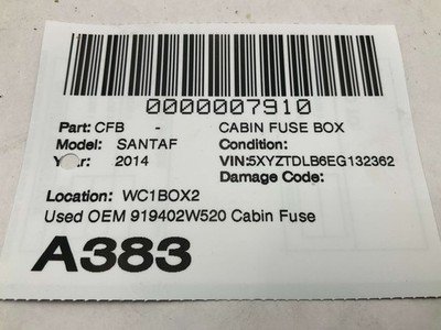 2014-2015 HYUNDAI SANTA FE 2.4L Sport AWD Cabin Fuse Relay Box OEM 919402W520 - Image 5