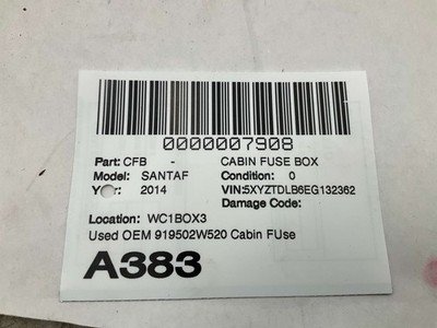 2013-2014 HYUNDAI SANTA FE 2.4L Sport Cabin Interior Fuse Box OEM 919502W520 - Image 5