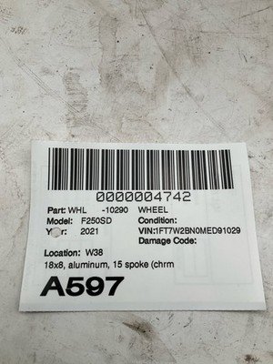 2020-2022 FORD F250 SD PICKUP Wheel Rim 18x8 Chrome Alloy 15 Spoke Factory OEM - Image 4