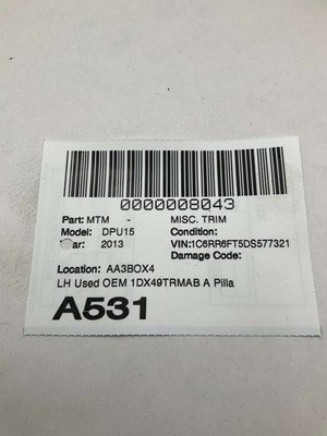 2013-2018 DODGE PICKUP 1500 A Pillar Trim Panel Left Driver Side OEM 1DX49TRMAB - Image 13