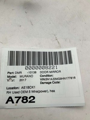 2017-2024 NISSAN MURANO Door Mirror Right Passenger 5 Wire Count Heated Power - Image 7