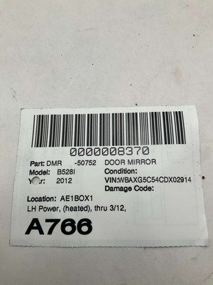 2011-2012 BMW 528i F10 Door Mirror Left Driver Side Power Heated Thru 3/12 OEM - Image 10