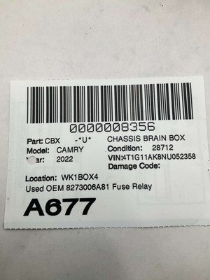 2019-2024 TOYOTA CAMRY Fuse Relay Junction Box 2.4L OEM 8273006A81 28k Miles - Image 8
