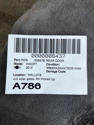 2011-2016 KIA OPTIMA Rear Door Right Passenger without Solar Glass OEM - Image 19