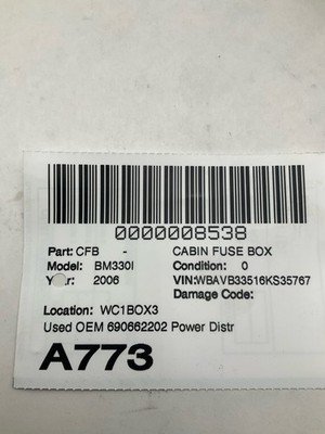 2006 BMW 330i E90 Cabin Fuse Box Power Distribution Control Module OEM - Image 10