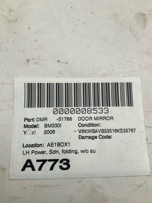 2006-2008 BMW 330i E90 E91 Door Mirror Left Driver Sedan Black OEM 51167189967 - Image 13