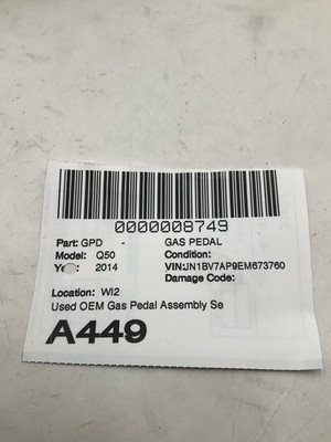 20014 INFINITI Q50 Gas Accelerator Pedal Original Factory Part 94k Miles OEM - Image 8