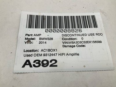2012-2015 BMW 328 SERIES F30 Radio Sterio Amplifier HiFi OEM 9312447 - Image 7