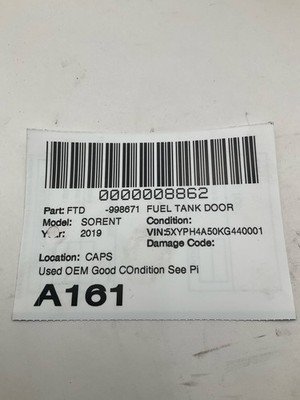 2019-2020 KIA SORENTO Fuel Tank Door with Gas Cap Grey Ext OEM 69510C6500 - Image 9