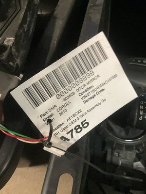 2009-2013 TOYOTA COROLLA Door Mirror Right Passenger OEM 3 Wire Count Assembly - Image 10