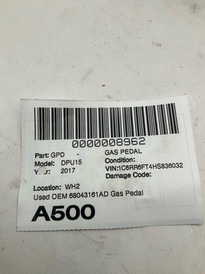 2017 DODGE PICKUP 1500 Gas Accelerator Pedal OEM 68043161AD - Image 8