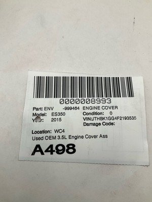 2007-2018 LEXUS ES350 Engine Top Cover 3.5L Silver OEM 112090P080 60k Miles - Image 9