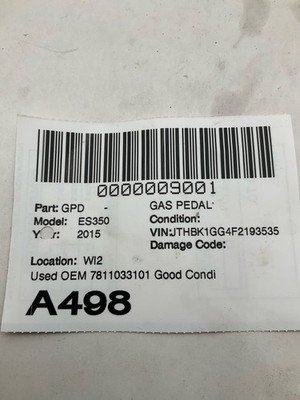 2015-2016 LEXUS ES350 Gas Accelerator Pedal OEM 7811033101 with 60k Miles - Image 10