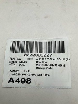 2015-2016 LEXUS ES350 Audio Radio Receiver with Heater AC Controls ID 100476 OEM - Image 12