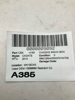 2015 CADILLAC ATS SRS Restraint Control Module OEM 13589692 - Image 8