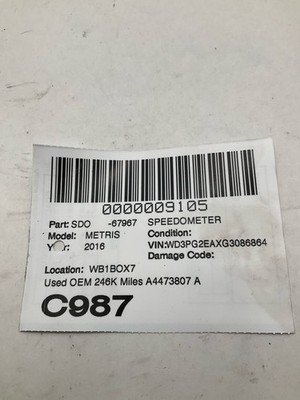 2016 MERCEDES METRIS Speedometer Cluster 246k Miles OEM A4473807 - Image 7