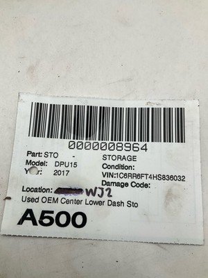 2017 DODGE PICKUP 1500 Center Lower Dash Storage Compartment OEM Black - Image 18