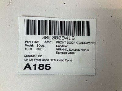 2020-2022 KIA SOUL Front Door Glass Window Left Driver OEM 82410K0320 - Image 6