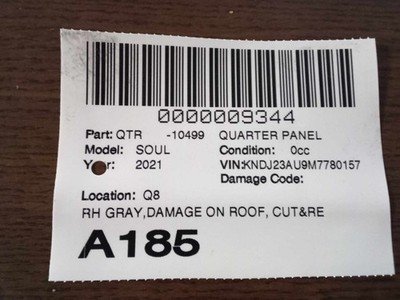 2020-2022 KIA SOUL Quarter Panel Right Passenger OEM Gray Cut & Ready - Image 12